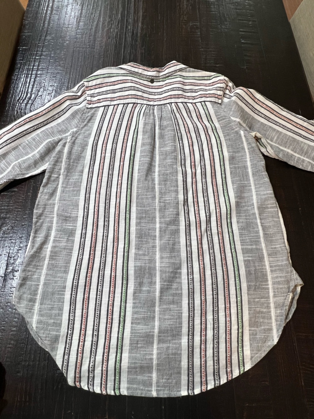 Soft Surroundings Shirt Womens Large Aruba Embroidered Pullover Tunic Boho Strip - Picture 3 of 14